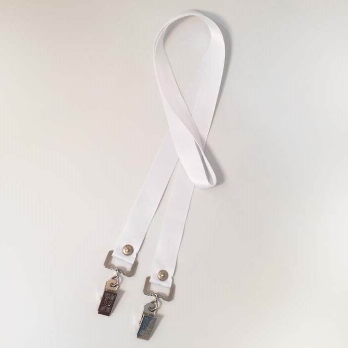 שרוכים לצוואר בלבן רוחב 1.5 ס"מ עם קליפס כפול