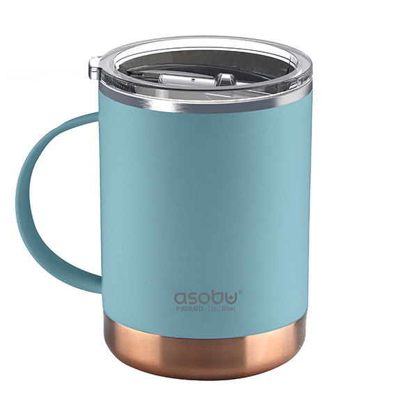 Ultimate ספל תרמי ממותג נירוסטה ציפוי קרמי פנימי- 360 מ"ל מכסה טרייטן עם ידית מבית ASOBU – תמונה 6