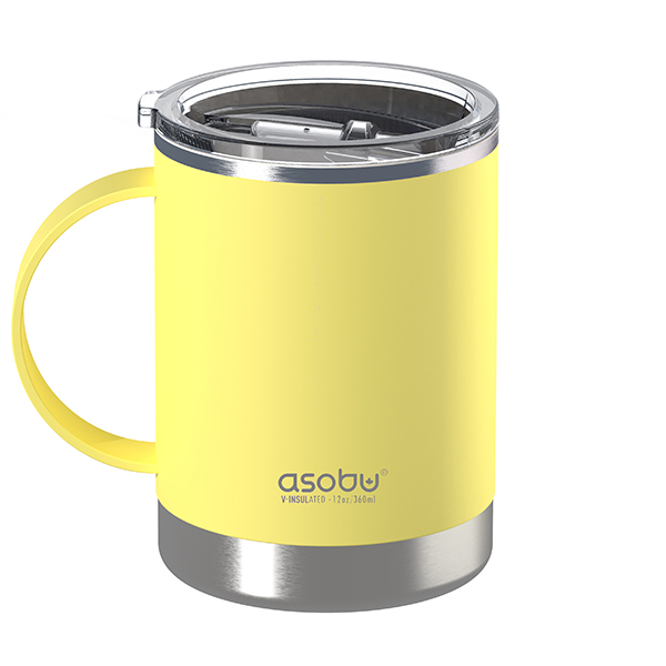 Ultimate ספל תרמי ממותג נירוסטה ציפוי קרמי פנימי- 360 מ"ל מכסה טרייטן עם ידית מבית ASOBU – תמונה 9