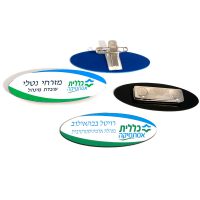 תג פלסטיק אליפסה עם סיכהמגנט